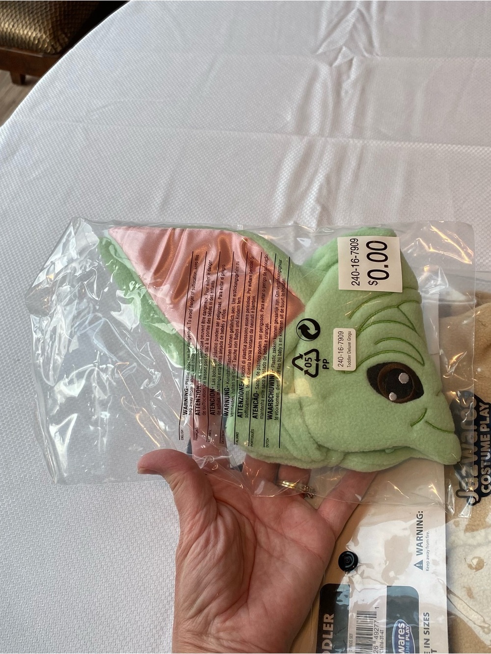 Disney Star Wars Grogu Toddler Costume - Tan Robe - Green Headpiece - Halloween - Picture 3 of 9